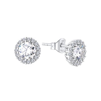 ミーティアニューヨーク METEOR NEW YORK 2ct (1ct * 2) ヘイローピアス 『MERCURY』【返品不可商品】 （プラチナ (ロジウム) コーティング）