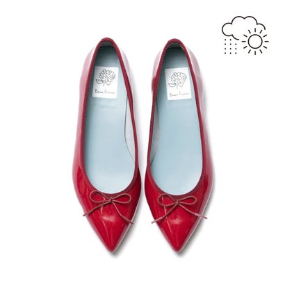 【レイン対応】エマ フランシス Emma Francis フラットバレエシューズ (ダークレッド エナメル)