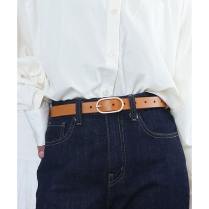 フロージュ florge 【牛革】太めオーバルバックルレザーベルト （キャメル）