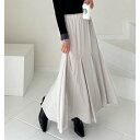 ジーラ GeeRA 切替フレアーロングスカート (グレージュ)