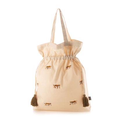 カンカン KANKAN アニマル刺繍巾着バッグ （ホワイト）