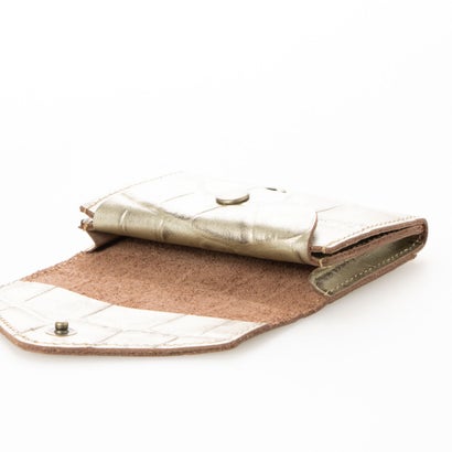 イタリコ ITALICO 日本製 クロコレザー カードケース ミニウォレット （ガンメタ）