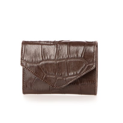 イタリコ ITALICO 日本製 クロコレザー カードケース ミニウォレット （チョコ）