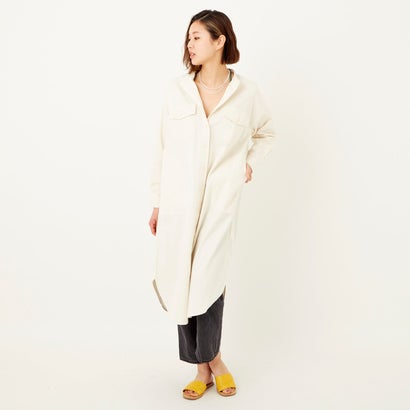 ノーカラーロングシャツ