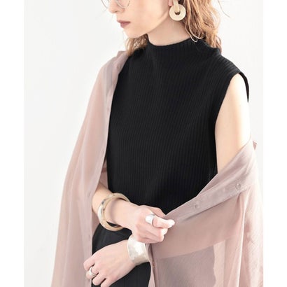 クラシカルエルフ Classical Elf さらり、大人こなれ感。オーガニックコットン ハイネックリブニット （ブラック）