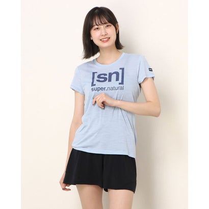 エスエヌスーパーナチュラル sn super.natural レディース フィットネス 半袖Tシャツ W ESSENTIAL I.D. TEE SNW004783 （ブルー）