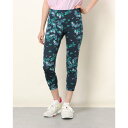 エスエヌスーパーナチュラル sn super.natural レディース フィットネス カプリパンツ W JP BACKCROSS TIGHTS PRINTED SNWJ00025 (ネイビー)