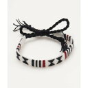 【チャイハネ】アフリカン・ケンテ柄MEN'Sアンクレット ホワイト