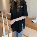 ロングtシャツ レディース 韓国 ロゴT