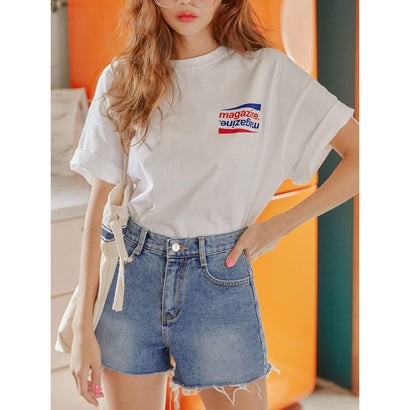 ビビッドレディ VIVIDLADY トップス レディース 半袖 tシャツ ロゴtシャツ レディース クルーネック 半袖 トップス レディース カットソー 半袖tシャツレディース （ホワイト）