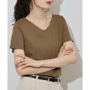 アットワン atONE ダブルフロント半袖Tシャツ (Vネック カーキ)