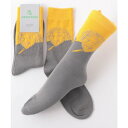 ジュビリー Jubilee ポップデザイン メンズソックス 靴下(イエロー×グレー)