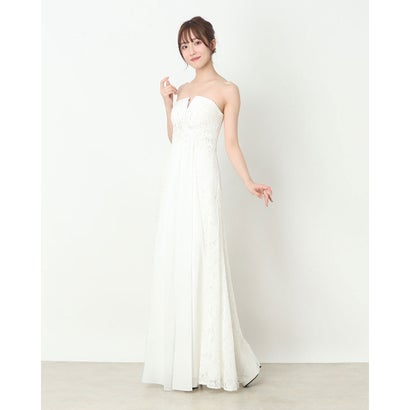 アモーラグレース AMORA GRACE レース&シフォンロングドレス (アイボリー)