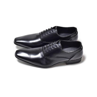 エムエムワン MM/ONE プレーントゥレースアップドレスシューズ （ブラック）