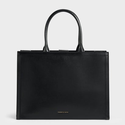 チャールズアンドキース A4対応バッグ レディース ラージダブルハンドル トートバッグ 【再入荷】（Black）