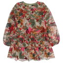 デシグアル Desigual 【キッズコレクション】カモフラージュと花柄プリントのフリルワンピース (グリーン)