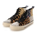 デシグアル Desigual アニマルプリントのレディースハイカットスニーカー (ブラウン)