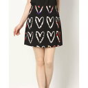 デシグアル Desigual ハートプリントのレディースコットンミニスカート (グレー/ブラック)
