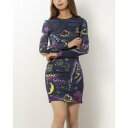 デシグアル Desigual 占星術モチーフプリントのレディーススリムワンピース (ブルー)