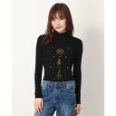 デシグアル Desigual 占星術モチーフの刺繍入りレディーススリムボディスーツ (グレー/ブラック)