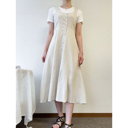 ビビッドレディ VIVIDLADY ワンピース レディース 夏 後ろ リボン キャミソール ワンピース ロング丈 ノースリーブ ワンピース 韓国 （オートミール）のサムネイル