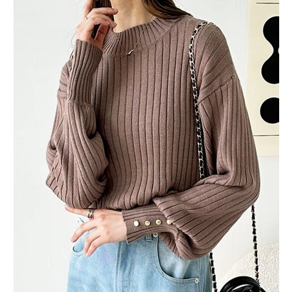 ジーラ GeeRA ボタン付パフスリーブモチモチニット （モカ）