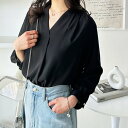 ジーラ GeeRA タックデザインスキッパーブラウス(七分袖) (ブラック)