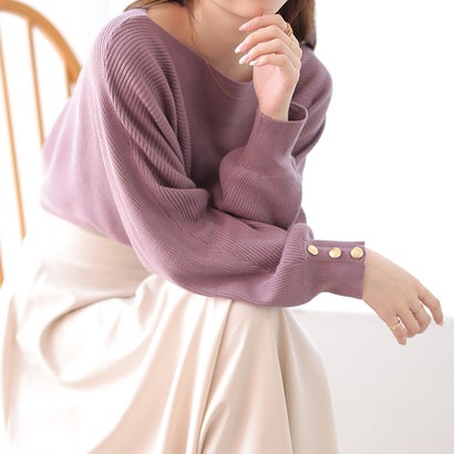 ジーラ GeeRA 袖ボタン付ドルマンニット （パープル）