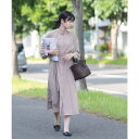 リクリー RECLY 2WAY オールシーズン長袖 ベルト付きシャツワンピース (ベージュ)