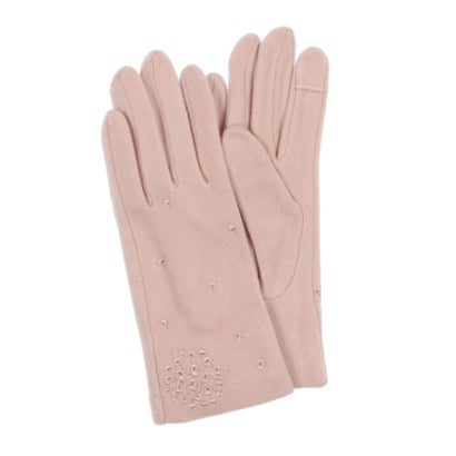 ローラ アシュレイ LAURA ASHLEY 婦人 ジャージ手袋 スマホ対応 五本指 (ピンク)