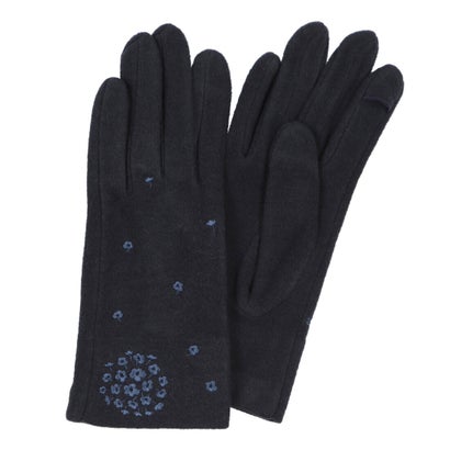 ローラ アシュレイ LAURA ASHLEY 婦人 ジャージ手袋 スマホ対応 五本指 (D/ネイビー)