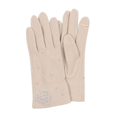 ローラ アシュレイ LAURA ASHLEY 婦人 ジャージ手袋 スマホ対応 五本指 (S/ベージュ)