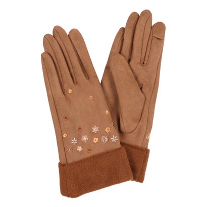 ローラ アシュレイ LAURA ASHLEY 婦人 ジャージ手袋 スマホ対応 五本指 (ブラウン)