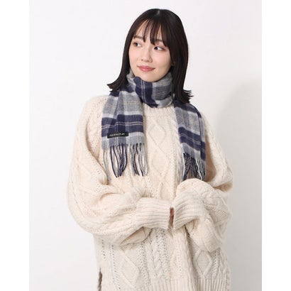 ポンパドール POMPADOUR Cashmere Wool Muffler (Navy Check)