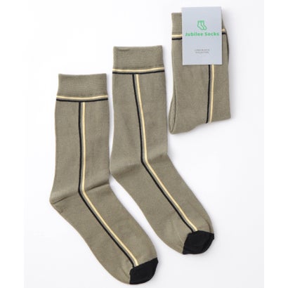 ジュビリー Jubilee ラインデザイン メンズソックス (ダークグリーン)