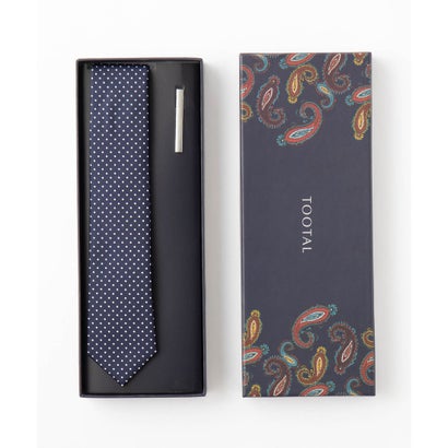 トゥータル Tootal 老舗イギリスブランド Tootal ネクタイ＋ピン ギフトセット （ネイビー系）