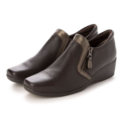 アトリエ Atelier 【3E】サイドファスナースリッポンシューズ （ダークブラウン）