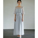 ドレスプラス DRESS+ 胸元フリルのレースドレス・結婚式ワンピース・お呼ばれパーティードレス （グレー）