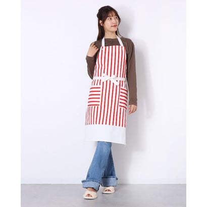 ジュビリー Jubilee 2ボタン ストライプエプロン レディース (ホワイト×レッド)