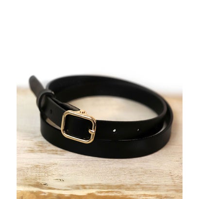 フロージュ florge 【牛革】細身スクエアバックルレザーベルト （ブラック）