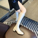 メゾンドラティール maison de LATIR スクエアトゥヒールロングブーツ ミュールパンプス (ホワイト)