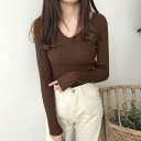 タイト リブニット vネック きれいめ(4)