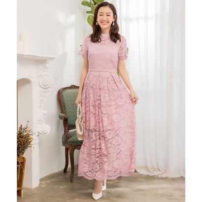 ドレスプラス DRESS+ ロング丈総レース結婚式パーティードレス (ピンク) ドレスプラス DRESS+ ロング丈総レース結婚式パーティードレス (ピンク)