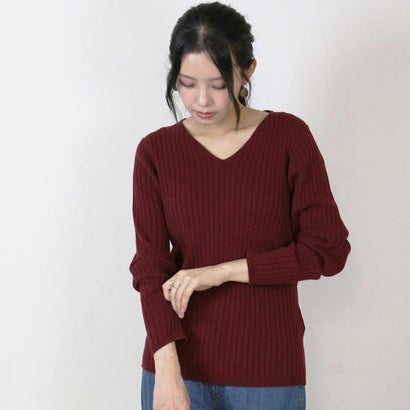 アットワン atONE Vネックリブニット （BURGUNDY）