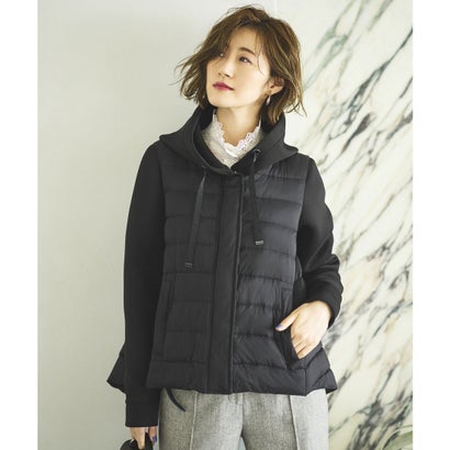 ルイルエブティック RUIRUE BOUTIQUE ダンボールニット ライトダウンジャケット ｜ レディース アウター 羽織 体型カバー 保温 暖かい 軽量 ショートコート キルティング フード ライトアウターのサムネイル