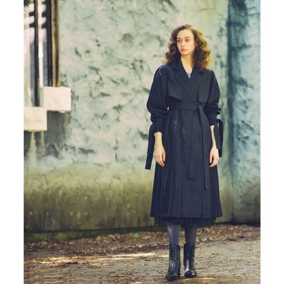 ルイルエブティック RUIRUE BOUTIQUE パワーパフスリーブ プリーツトレンチコート （ブラック）