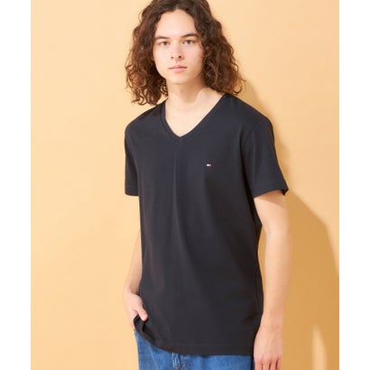 トミー ヒルフィガー TOMMY HILFIGER ワンポイントロゴVネックTシャツ (ブラック)