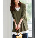 ラナン RANAN レイヤード風ニットソーチュニック (カーキ)