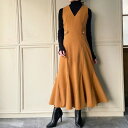 ジュノア JUNOAH サイドベルトマーメイドロングワンピース (キャメル)