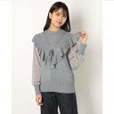 ラナン RANAN フリルデザイン袖シフォンニット (グレー)